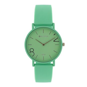 MONTRE 36MM COULEURS 8 &2 SILICONE 5ATM SUBMERSIBLE VERT 1F692V