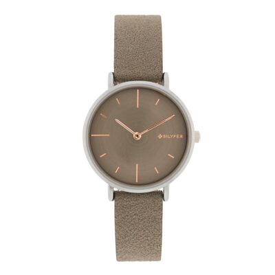 MONTRE 32MM GRIS AVEC INDEX BRACELET INTÉRIEUR EN CUIR CADRAN GRIS 1F695G