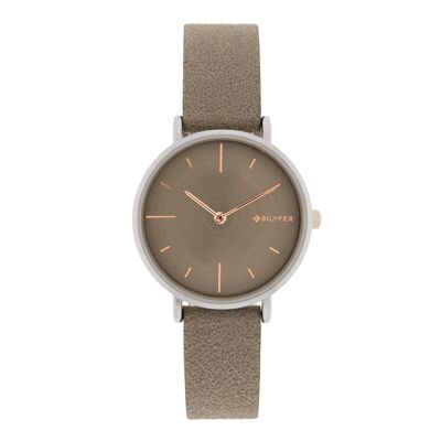 32MM GRAY WATCH WITH INDEXES INTERIOR LEATHER STRAP GRAY DIAL 1F695G