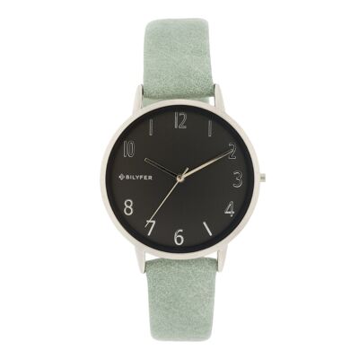 GREEN WATCH 36MM ARAB NUMBERS INTERIOR LEATHER STRAP 1F696V