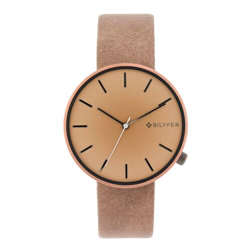 RELOJ 38MM CAJA COBRE ENVEJECIDO INTERIOR CORREA PIEL 1F697CU