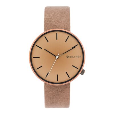 MONTRE 38MM BOÎTIER CUIVRE VIEILLI BRACELET INTÉRIEUR EN CUIR 1F697CU