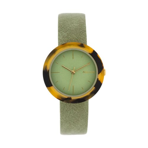 Reloj verde caja 34mm con acrA­lico interior correa en piel 1F699V