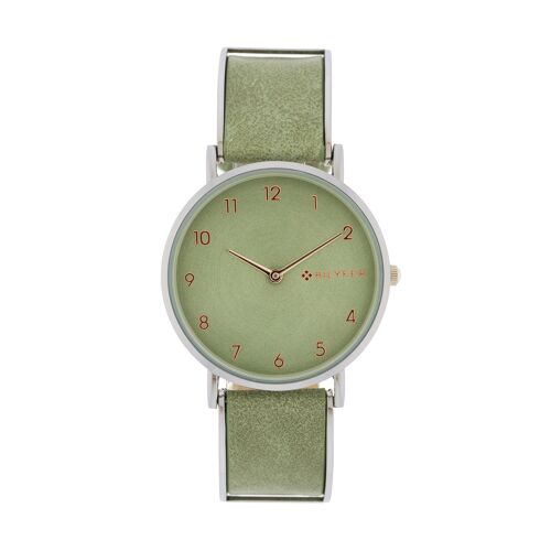 Reloj articulado verde caja 36mm interior correa piel 1F702V