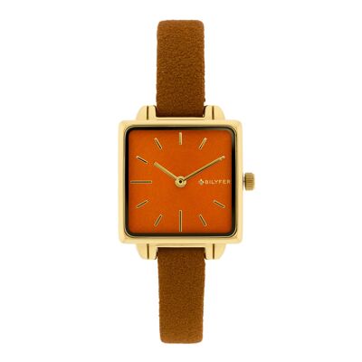 Bilyfer watch square 27x27mm inside strap 10mm leather 1F705CA