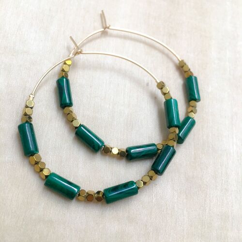 Boucles d'oreilles LONDON XL Malachite