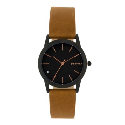 Bilyfer watch with 33mm steel case and leather strap 1F711CA