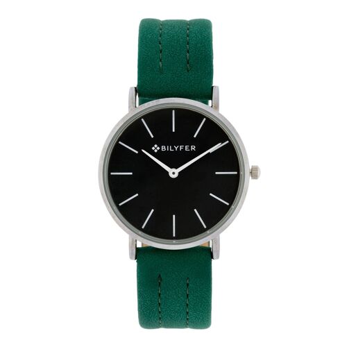 Reloj Bilyfer 36mm esfera negra correa verde cosida 1F712V