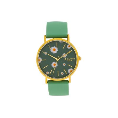 DAISIES WATCH W/R 5ATM GREEN GOLDEN DIAL 1F714V