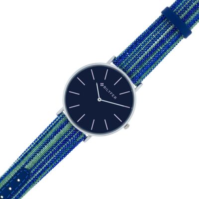 LONG LEATHER STRAP WATCH WITH GREEN METAL LOOP 2W455BV