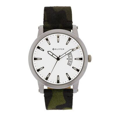 MONTRE SPORT CALENDRIER 45MM BRACELET CUIR CAMOUFLAGE VERT 2W456V