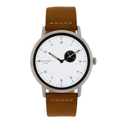 42MM CALENDAR WATCH LEATHER STRAP WITH WHITE STITCHING 2W457BL