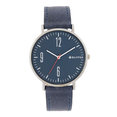 RELOJ 42MM EXTRAPLANO CORREA PIEL AZUL NUMEROS 2W458AZ