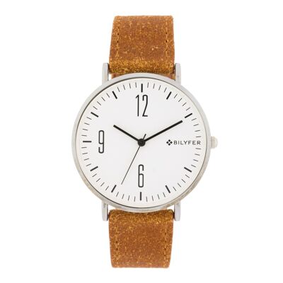 42MM EXTRA-FLAT WATCH LEATHER STRAP CA MEL NUMBERS 2W458BL
