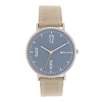 42MM EXTRA-FLAT WATCH GRAY LEATHER STRAP NUMBERS 2W458C