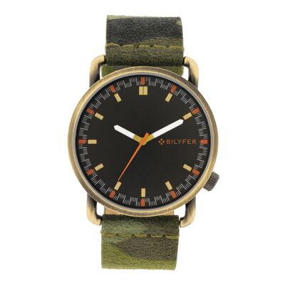 RELOJ CAJA 46MM ORO VIEJO CORREA CAMUFLAJE DE PIEL COSIDA 2W459D