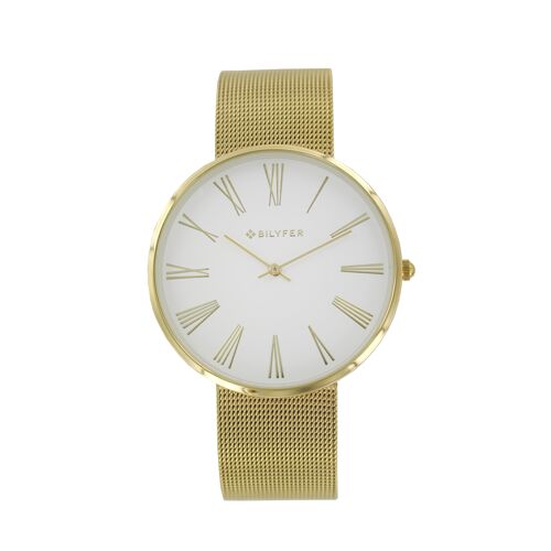 RELOJ MALLA NUMERO ROMANO CAJA 40MM DORADO 3P569D