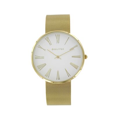 RÖMISCHE ZAHL MESH UHR 40MM GOLDGEHÄUSE 3P569D