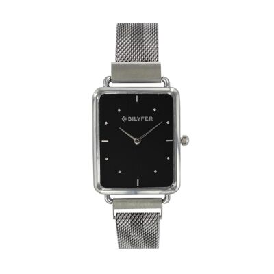 MONTRE MAILLE RECTANGULAIRE AVEC FERMETURE MAGNÉTIQUE COULEUR ARGENT ARGENT 3P574PL