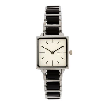 SQUARE WATCH WITH ACRYLIC SIMULATING CAREY LINK EXTRA SILVER COLOR SILVER 3P576PL