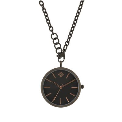 SCATOLA OROLOGIO PENDENTE 33 MM CATENA ACCIAIO 76 CM NERO 3P577N