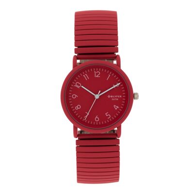 RELOJ 33MM BANDA EXTENSIBLE ACERO CON COLOR 5ATM SUMERGIBLE NARANJA 3P579NR