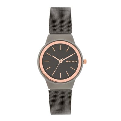 INDICI OROLOGI NERI 36MM QUADRANTE NERO LUNETTA ORO ROSA 3P584N