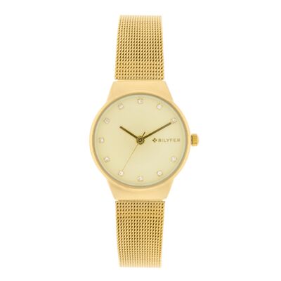 MONTRE EN OR 32MM AVEC PIERRES SUR LES INDICES 3P585D