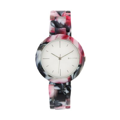 Montre grenat bracelet réglable et boîtier acrylique 34mm 3P587GR