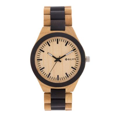 MONTRE EN BOIS MAILLONS ÉRABLE NOIR EBENE 4H304N