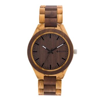 HORLOGE EN BOIS D'OLIVIER NOYER VERT 4H304V