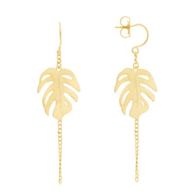 ARTESANAL Earring with handcrafted gold plated finish leaf A0041DPE1