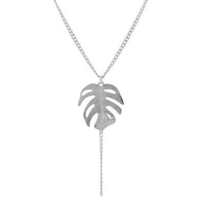 ARTESANAL Necklace with rhodium-plated handcrafted finish leaf A0041PLCOL1