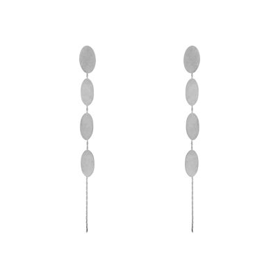 ARTISANAT Boucle d'oreille avec pièces ovales finition artisanale en rhodium A0044PLPE1