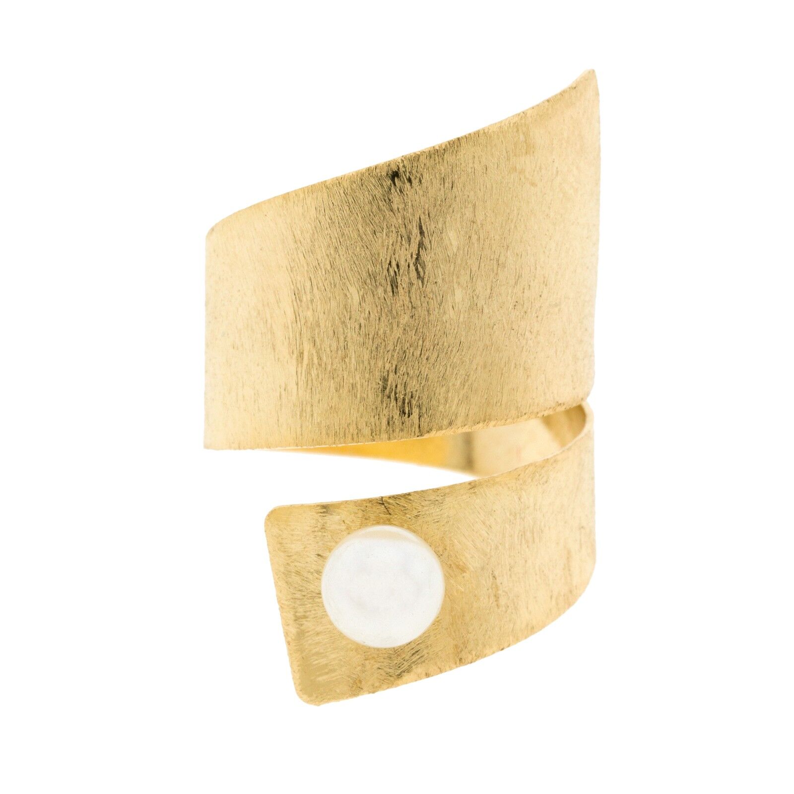 ARTISANAL Ring in Universalgröße mit plattierten Perlen 18 Karat vergoldet handgefertigtes Finish A0048DA1