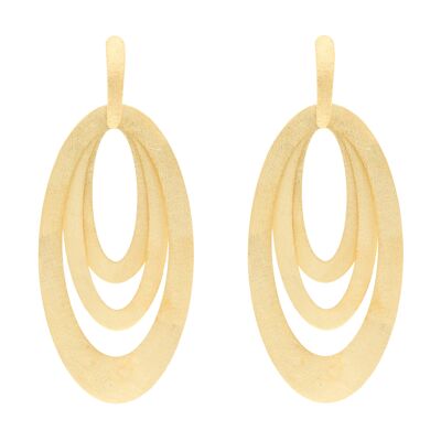 ARTESANAL Pendiente ovalado triple chapado oro 18K acabado artesanal A0050DPE2