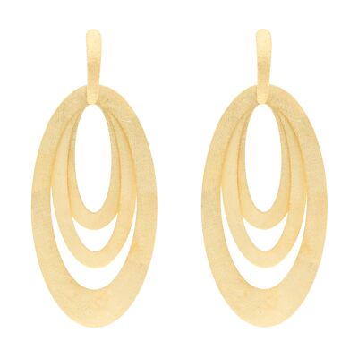 ARTESANAL 18K gold plated triple oval earring handcrafted finish A0050DPE2