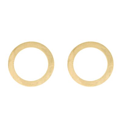 ARTESANAL Round hollow earring 18K gold plated finish handmade A0053DPE1