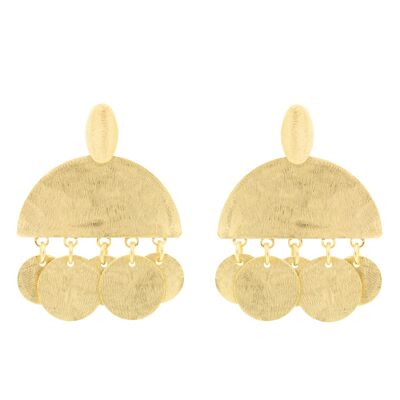 ARTISANAL Earring with round pendants 18K gold plated finish handmade A0054DPE1