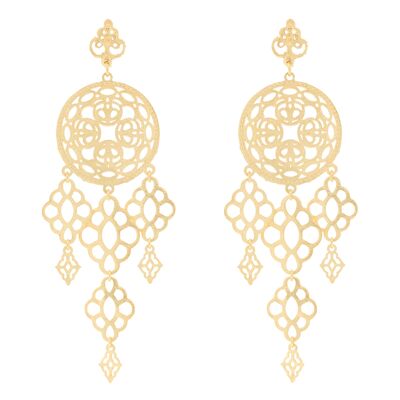 ARTESANAL Filigree earring with pendants 18K gold plated handmade A0059DPE1