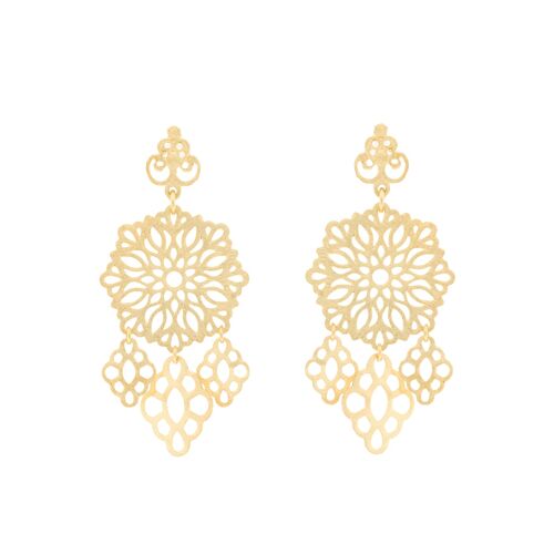 ARTESANAL Pendiente de filigrana con colgantes chapado oro 18K artesanal A0059DPE2