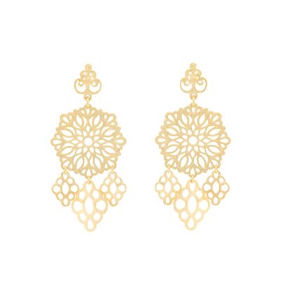 ARTESANAL Filigree earring with pendants 18K gold plated handmade A0059DPE2