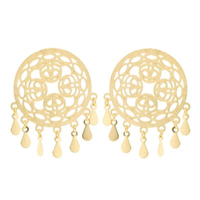 ARTISANAL Filigree earring with pendants 18K gold plated handmade A0059DPE3