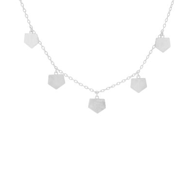 COLLIER FAIT MAIN AVEC PIÈCES IRRÉGULIÈRES FINITION PLATINE A0061PLCOL1