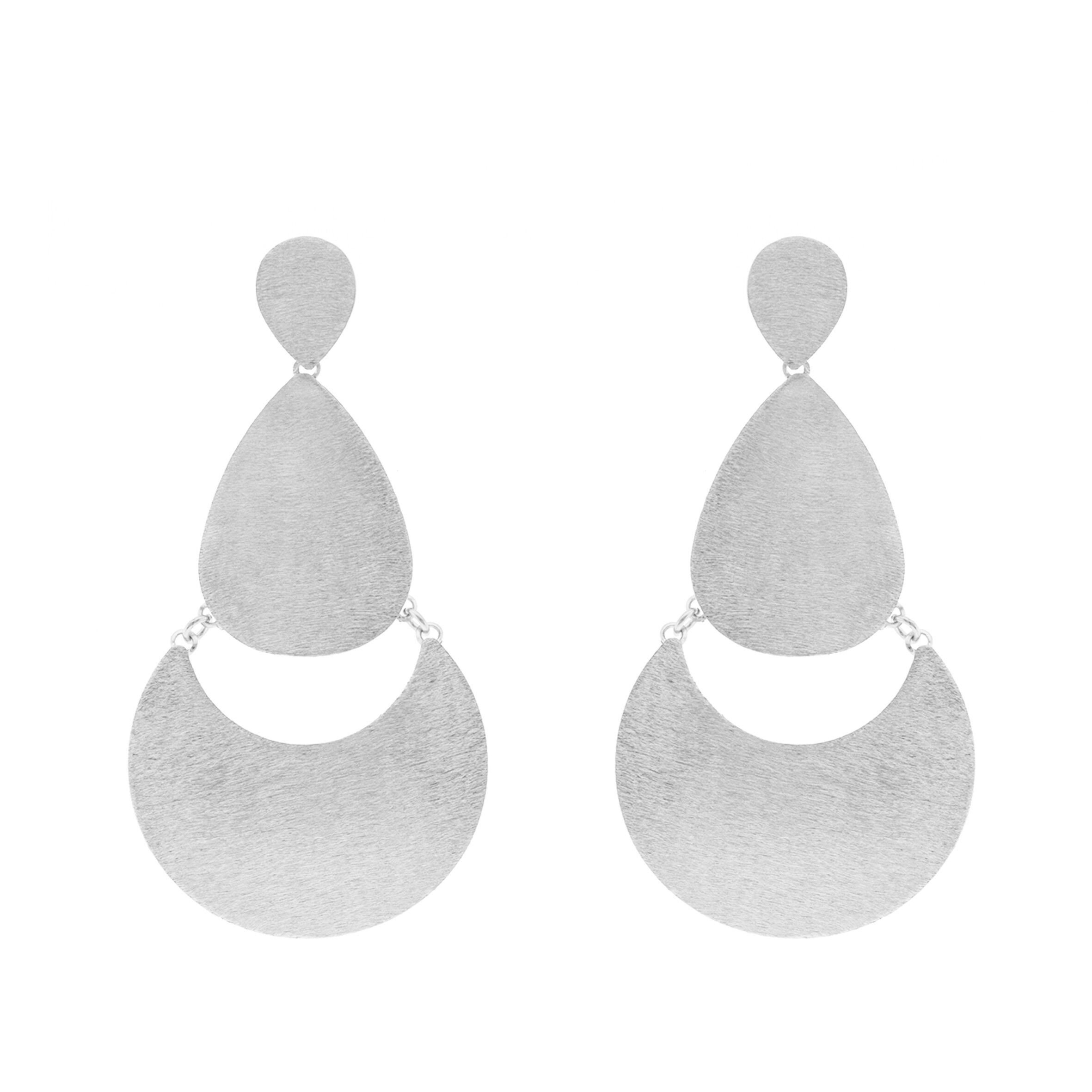 ARTESANAL PENDIENTE GRANDE LUNA CON 3 PIEZAS ACABADO PLATINO A0062PLPE1