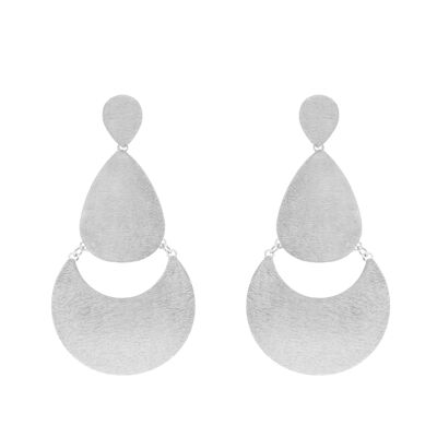 HANDMADE LARGE MOON EARRING WITH 3 PIECES PLATINUM FINISH A0062PLPE1