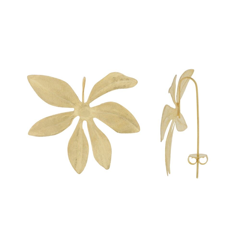 ORECCHINO FOGLIA GIUNGLA PLACCATO ORO FATTO A MANO A0064DPE1
