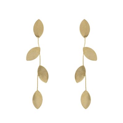 HANDCRAFTED GOLD-PLATED ACACIA LEAF EARRING HANDMADE A0065DPE2