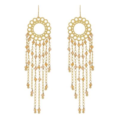 BOUCLES D'OREILLES ROMA FAITES À LA MAIN AVEC CROCHET PLAQUÉ OR ET CRISTAL A0071DPE1