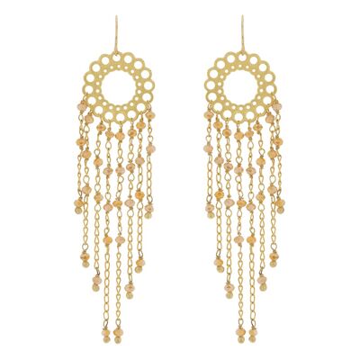 HANDMADE ROMA EARRINGS WITH HANDMADE GOLD PLATED HOOK AND CRYSTAL A0071DPE1